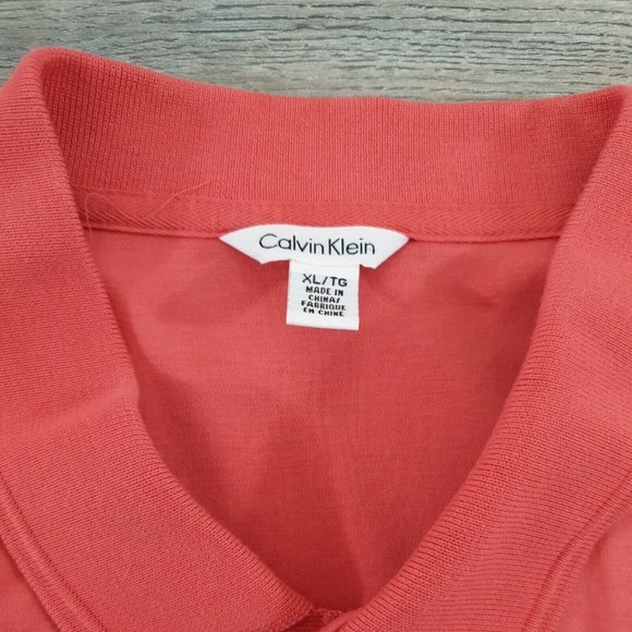 Calvin Klein Men XL Short Sleeve Polo Shirt Cotton Melon Active Golf Casual - Picture 6 of 10